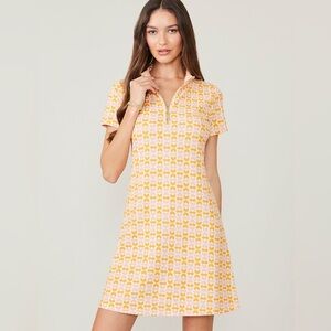 Spartina 449 Short Sleeve Half Zip Pique Aline Dress Ollie Geo Pattern